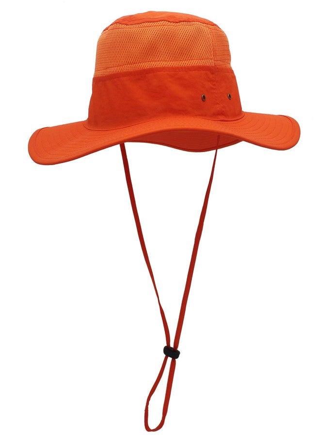 Ducclucc Mens Sun Hat Fishing Hats with UV Protection Wide Brim Boonie Hat for Men Women Beach Safari Gardening (Orange) - Image 2